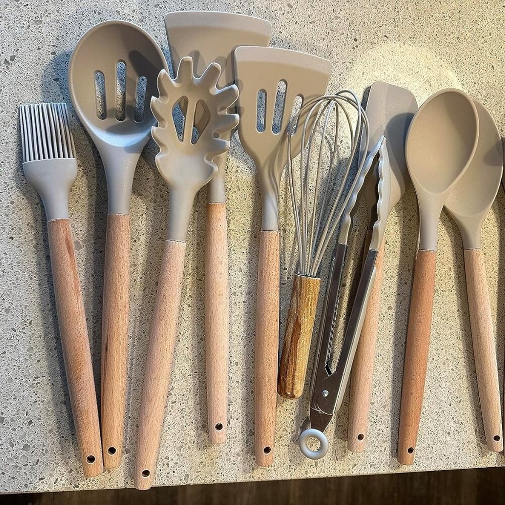33 pcs Non-Stick Silicone Cooking Kitchen Utensils Spatula Set with Holder